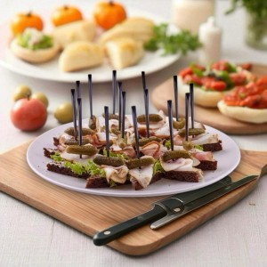 Канапе с генеральским салом и корнишоном